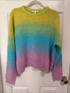 OLIVIA RUBIN Ombre Crewneck Sweater in Yellow, Blue & Pink